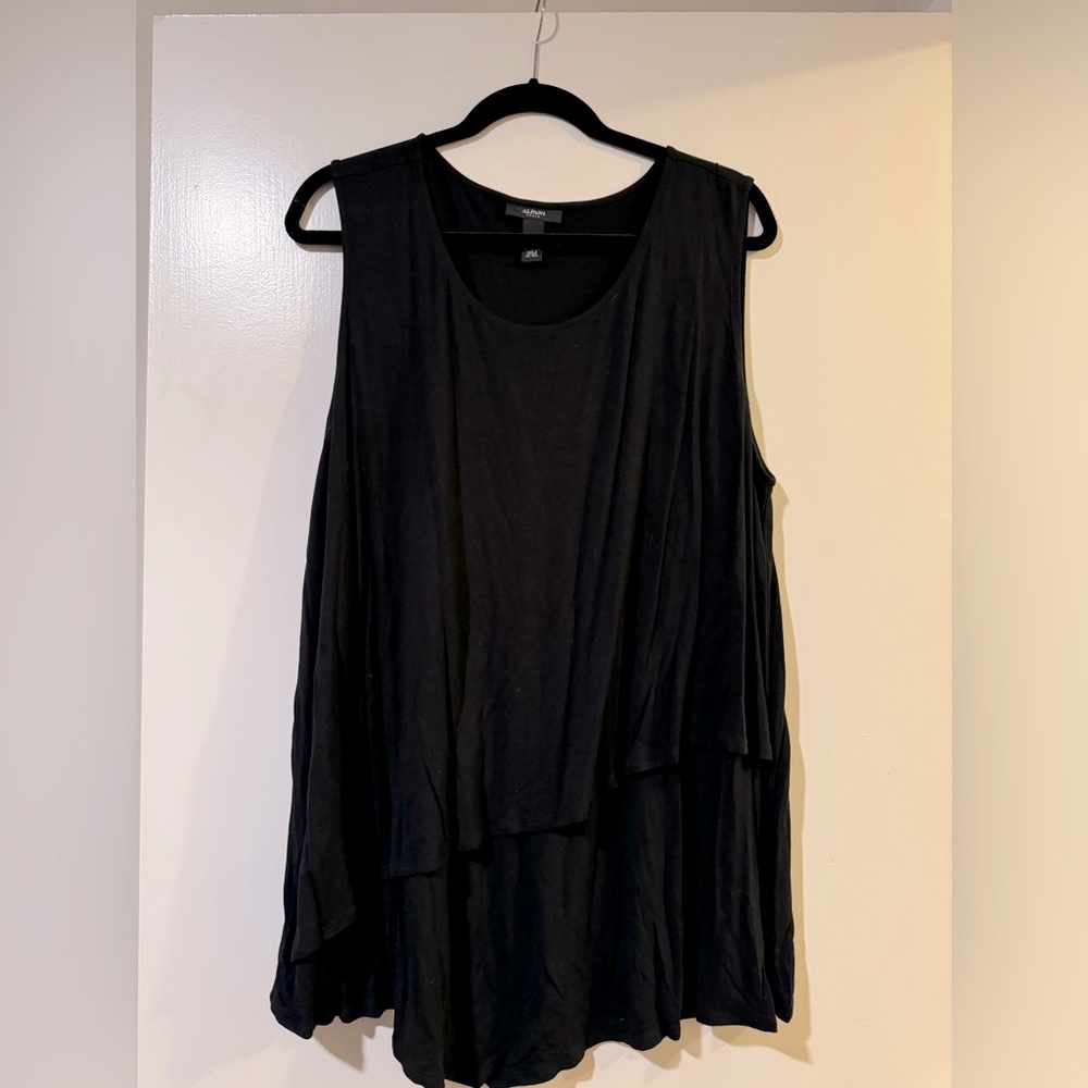Alfani black high neck sleeveless top with front layer detail size 3x